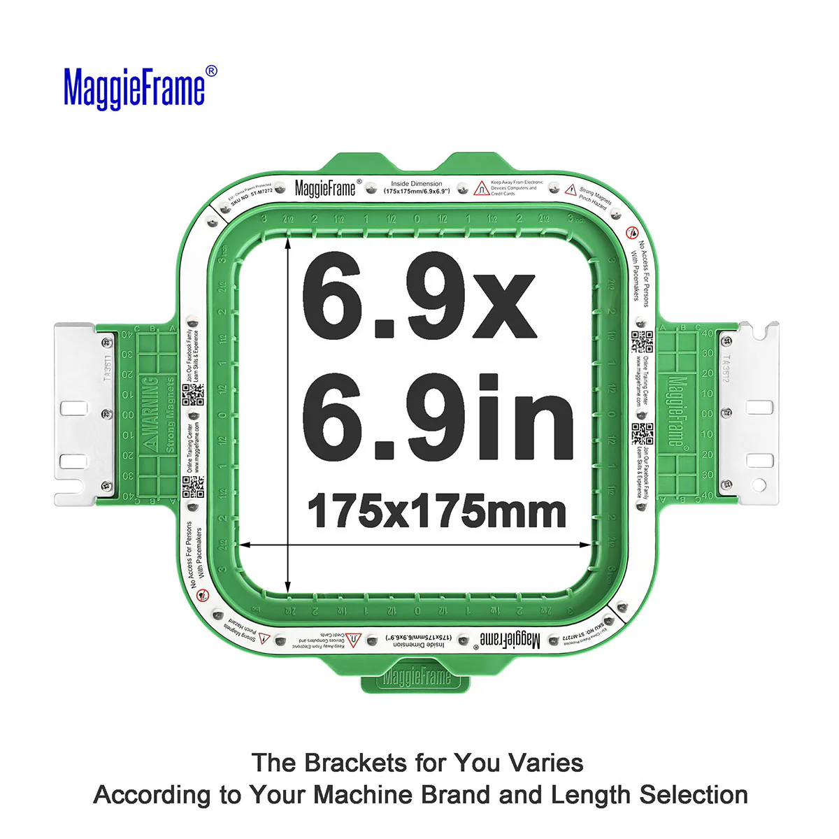 MaggieFrame Magnetic Hoop 6.9" | 175x175mm for BAI vision