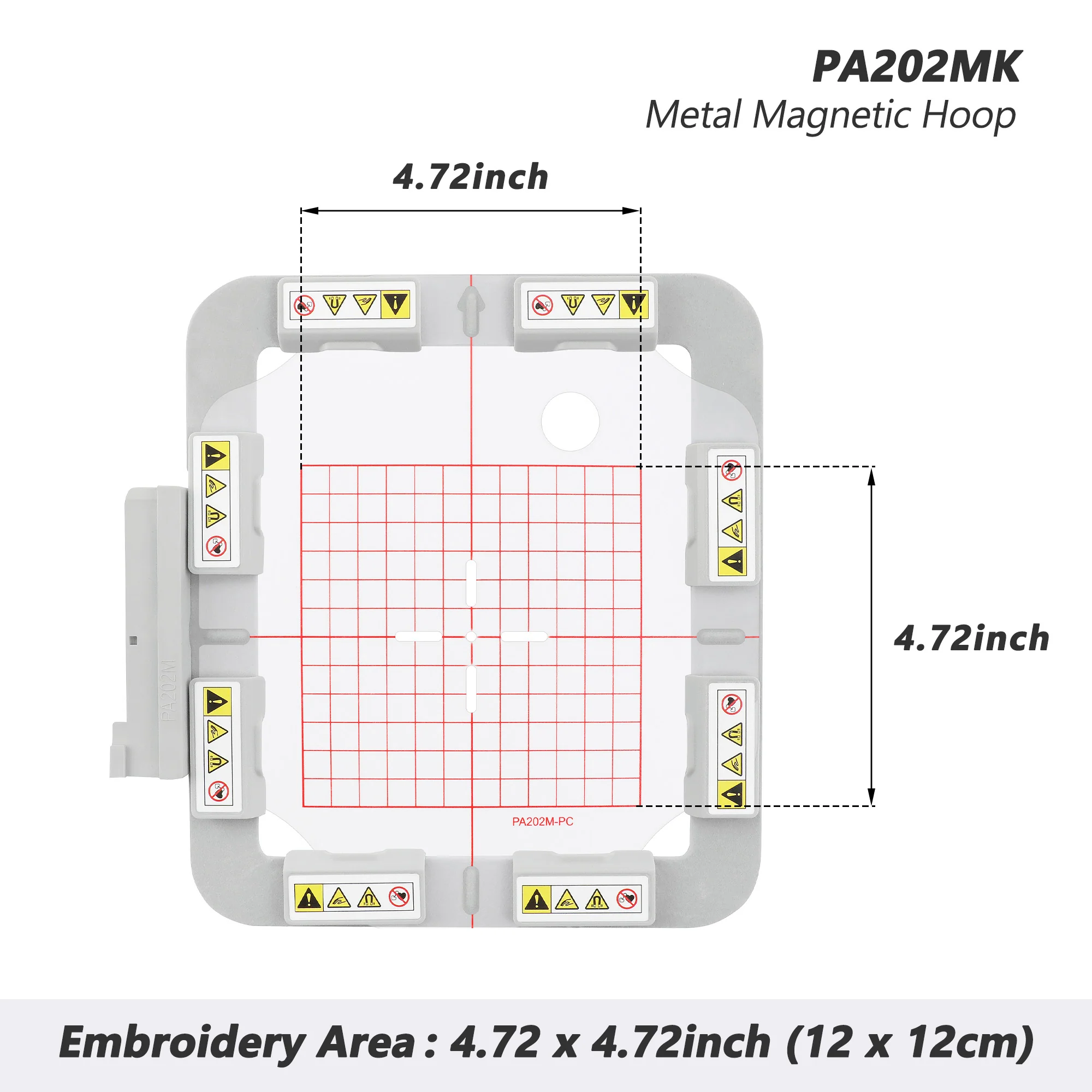 Magnetic Hoop for PFAFF creative icon 2, creative 4.5, and VIKING DESIGNER EPIC 2, DIAMOND, and RUBY 90, Metal Magnet Embroidery Machine Sash Frames(4.72x4.72"-Square magnet block-PA202MK)