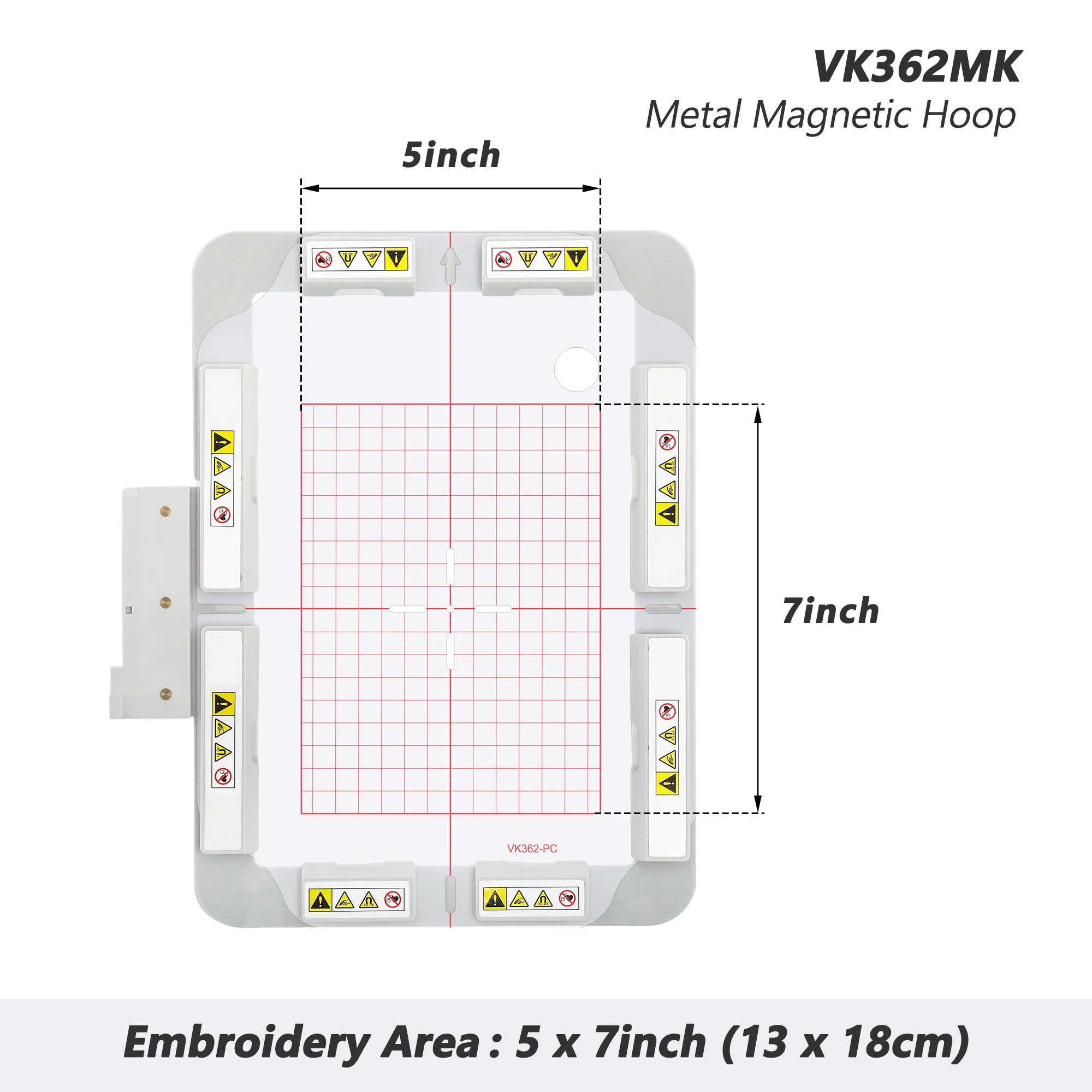 Magnetic Hoop for PFAFF creative icon 2, creative sensation pro II, creative 4.5, and VIKING DESIGNER EPIC 2, DESIGNER RUBY 90, and DESIGNER TOPAZ 50, Metal Magnet Embroidery Machine Sash Frames(7x5"-Square magnet block-VK362MK)