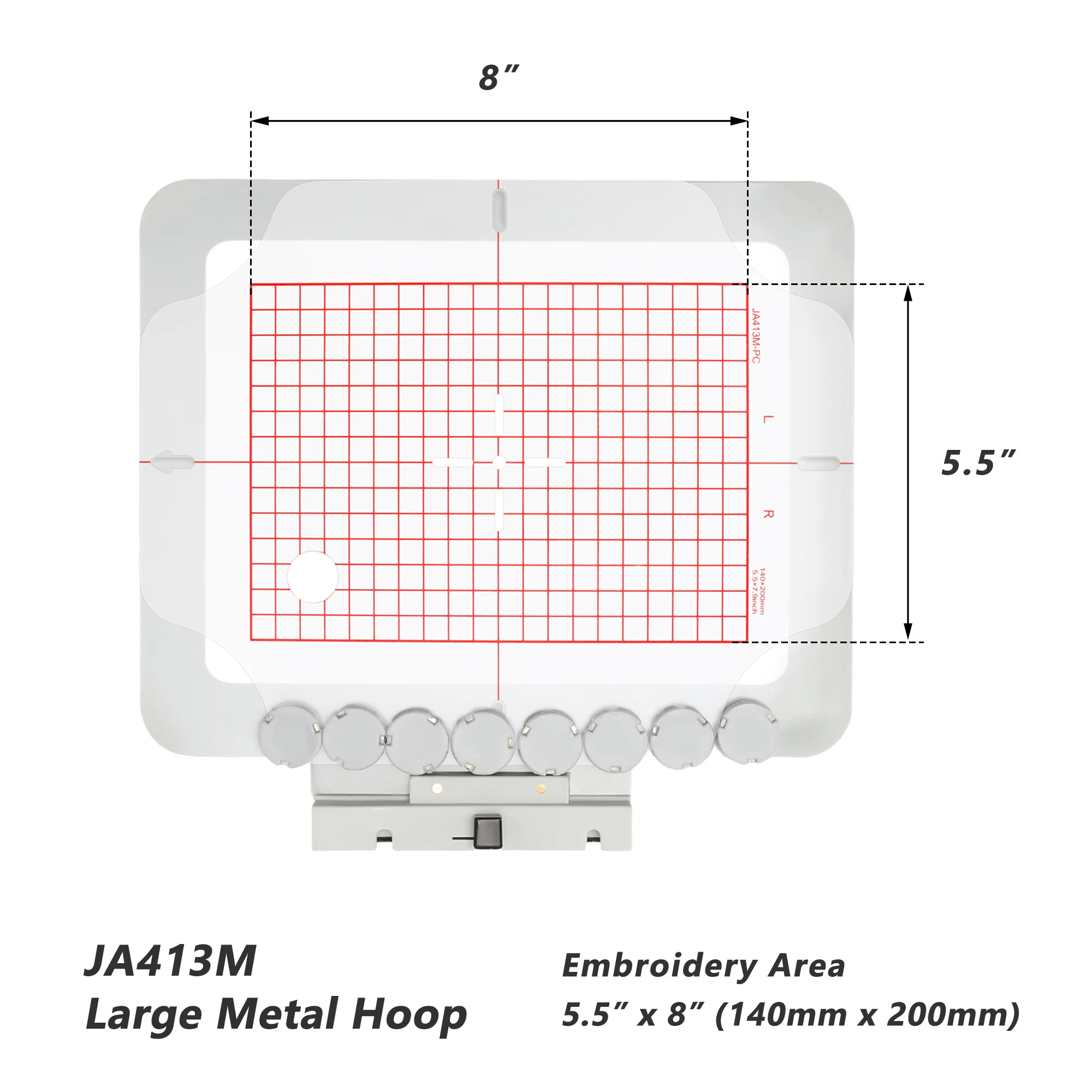 Magnetic Hoop Set for Janome Memory Craft MC500E, MC400E, MC550E, and Elna eXpressive 830, Metal Magnet Embroidery Machine Sash Frames - Image 3