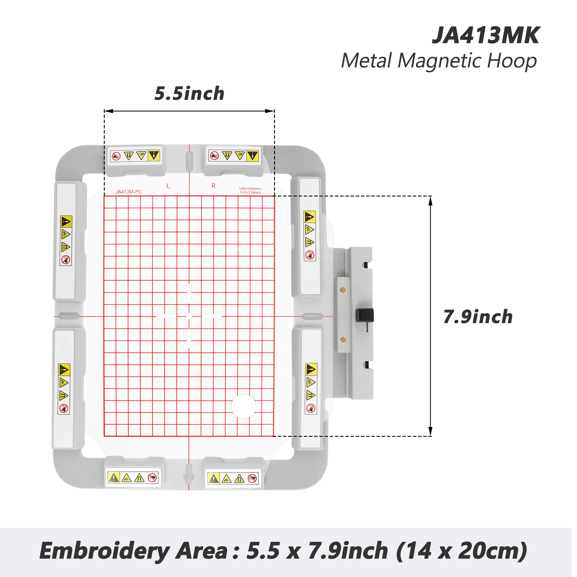 Magnetic Hoop Set for Janome Memory Craft MC500E, MC400E, MC550E, and Elna eXpressive 830, Metal Magnet Embroidery Machine Sash Frames(Square magnet block) - Image 3